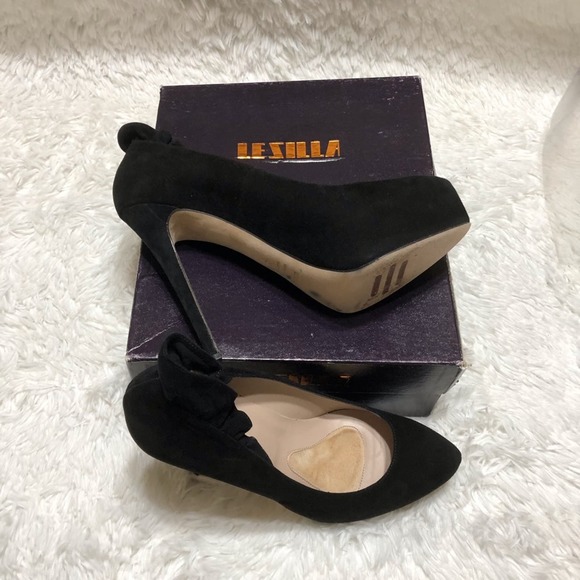 Lesilla Womens Shoes 40 Black Ruffle Pump Heels 40